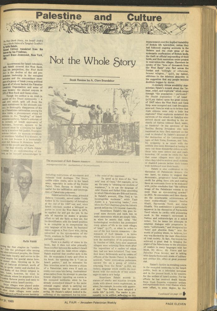 Issue 265 of al-Fajr Newspaper, 31 May 1985