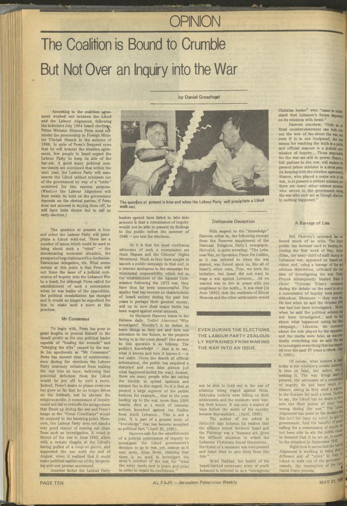 Issue 265 of al-Fajr Newspaper, 31 May 1985