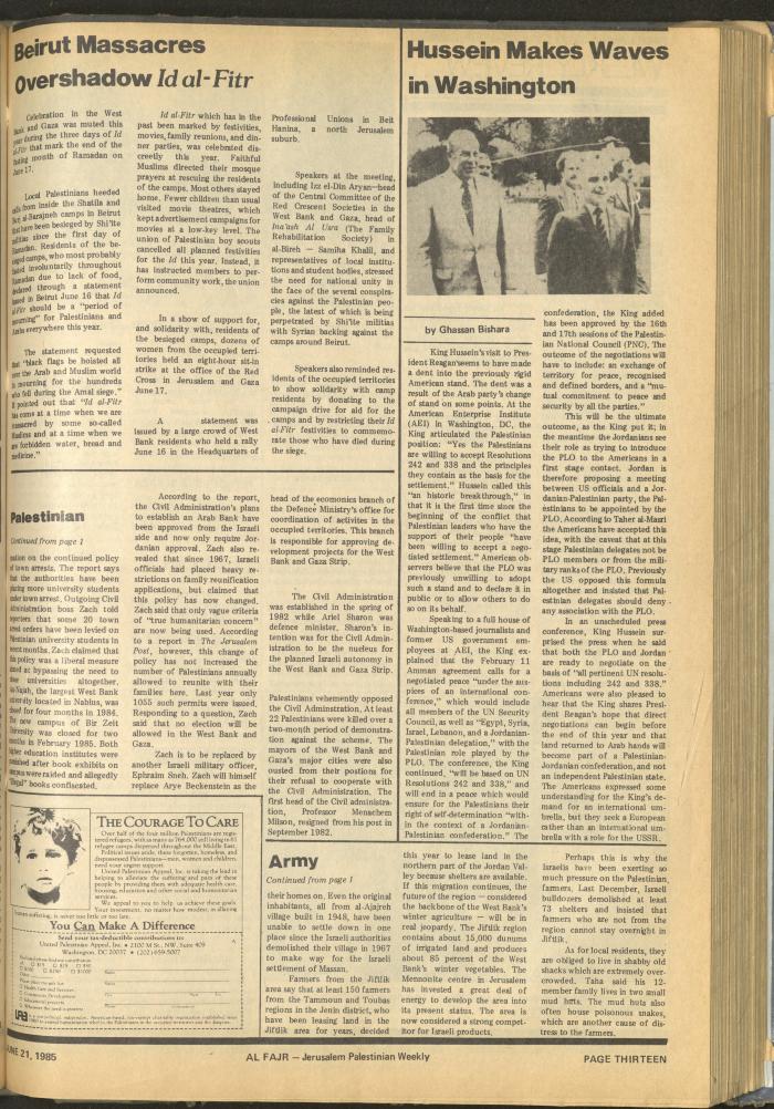 Issue 268 of al-Fajr Newspaper, 21 June 1985