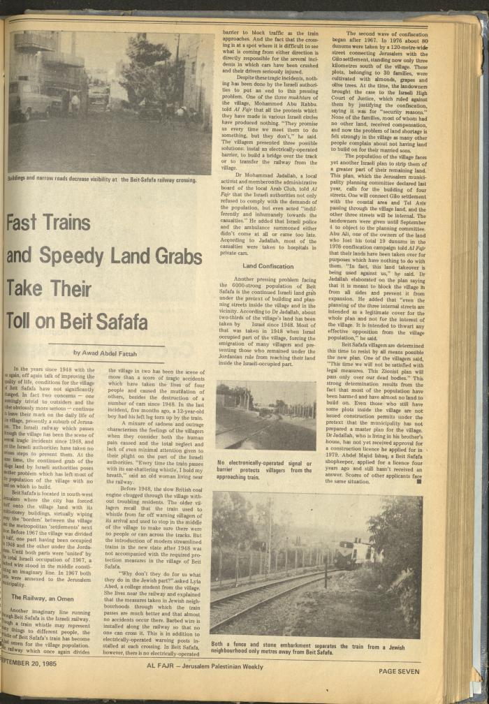 Issue 281 of al-Fajr Newspaper, 20 September 1985