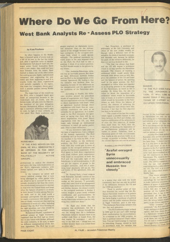 Issue 287 of al-Fajr Newspaper, 1 November 1985