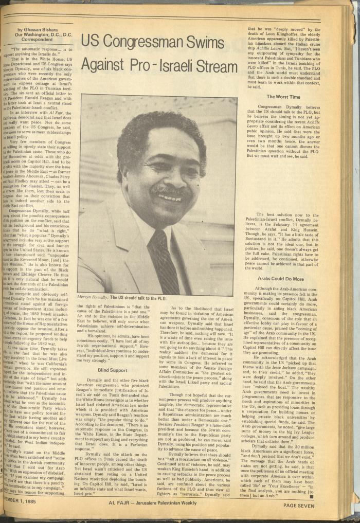 Issue 287 of al-Fajr Newspaper, 1 November 1985
