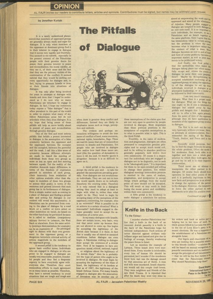 Issue 291 of al-Fajr Newspaper, 29 November 1985