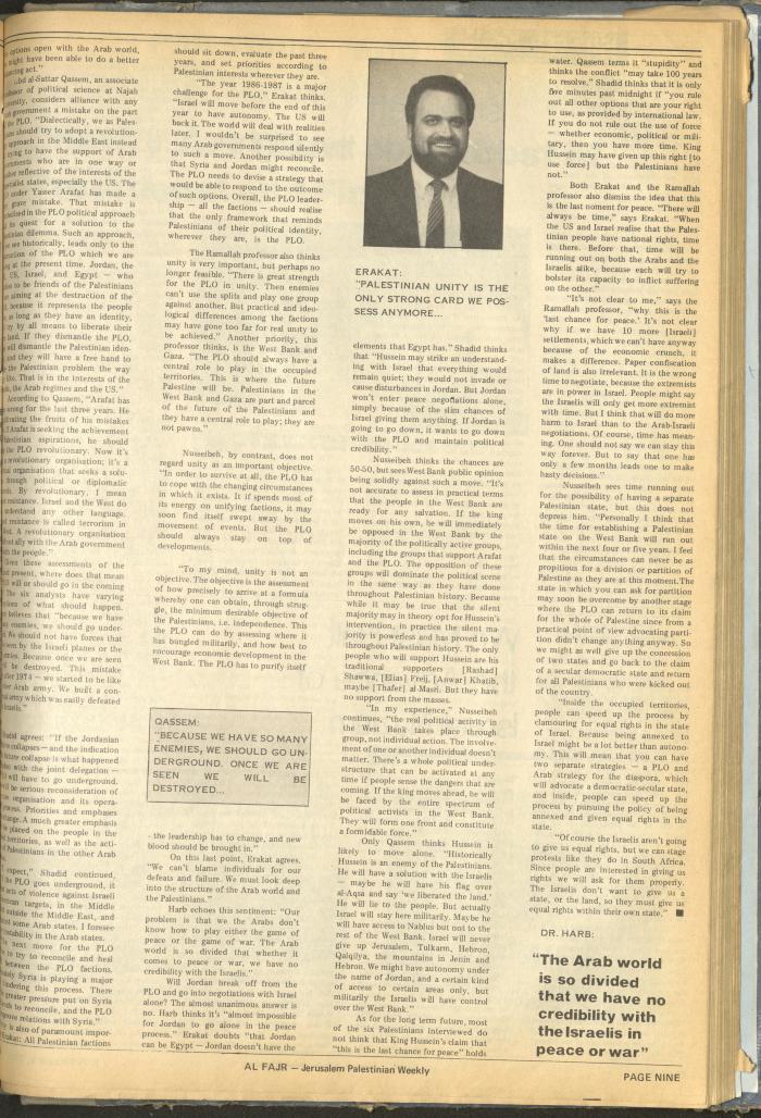 Issue 287 of al-Fajr Newspaper, 1 November 1985