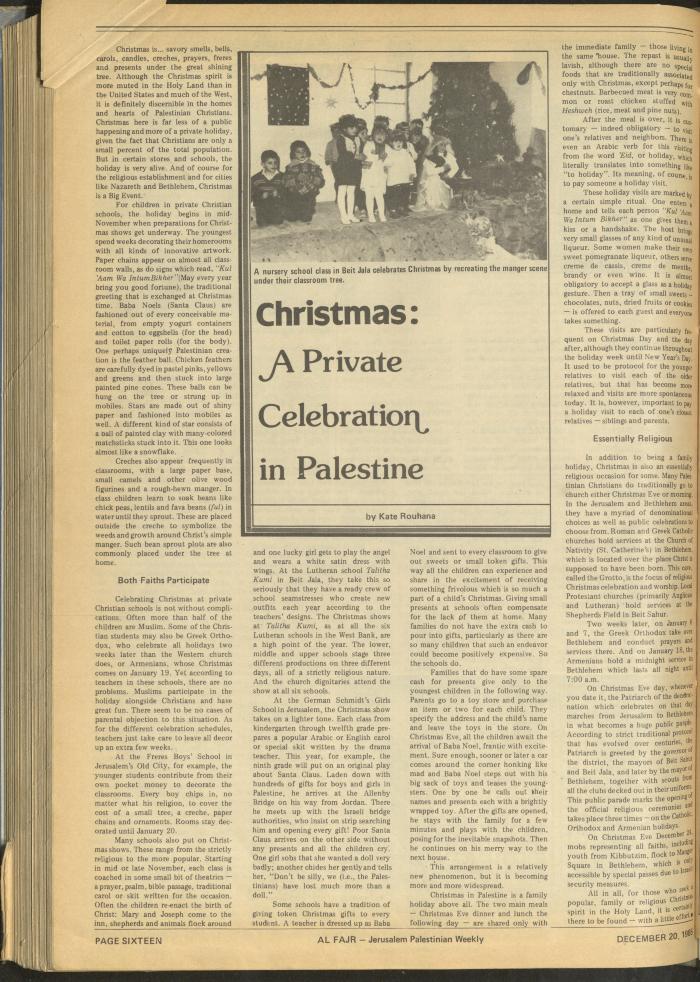 Issue 294 of al-Fajr Newspaper, 20 December 1985