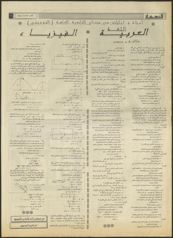 العدد 2774 من جريدة النهار، 25 كانون الأول 1994
