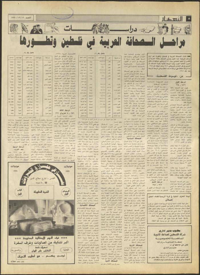 العدد 1371 من جريدة النهار، 16 كانون الأول 1990
