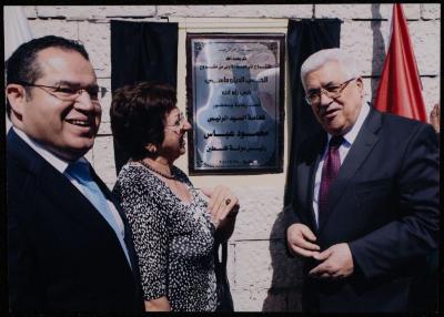 Janette Mikhael with Mahmoud Abbas, Ramallah, 2010