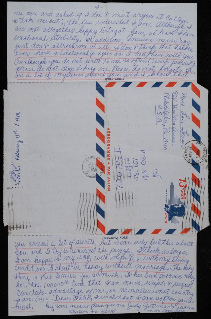 A Letter Sent to Walid Fahoum from a Friend, 12 February 1969