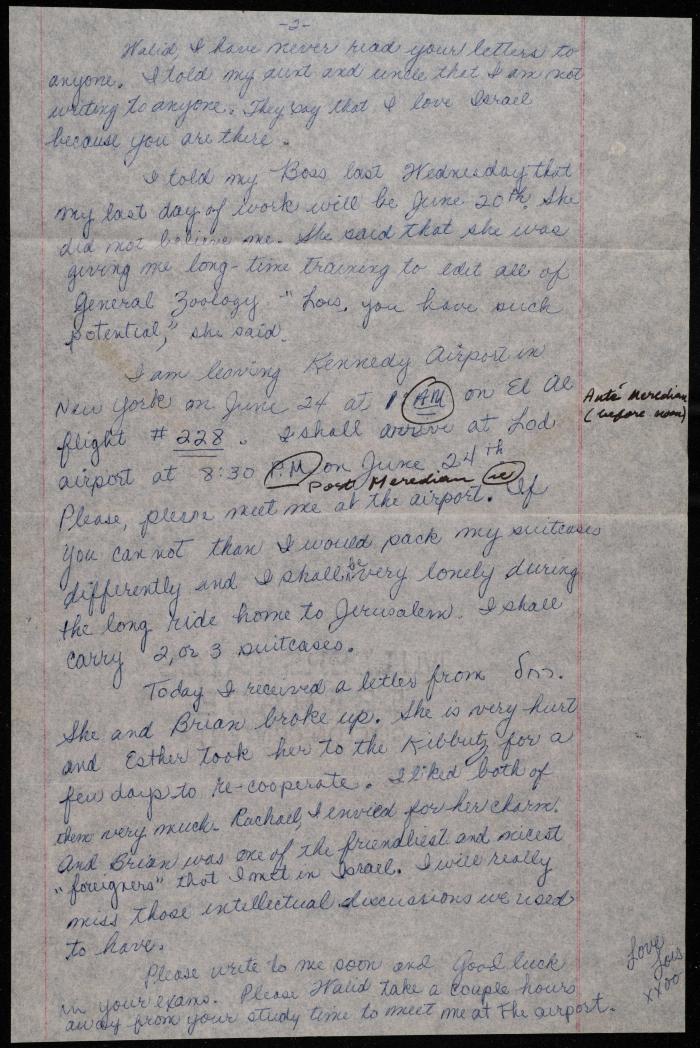 A Letter Addressed to Walid Fahoum from a Friend, 31 May 1969