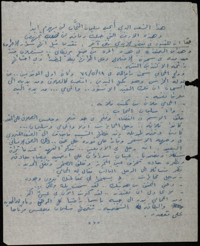 ملف لوليد الفاهوم حول الأسرى والسجون، الناصرة، 1973-1974