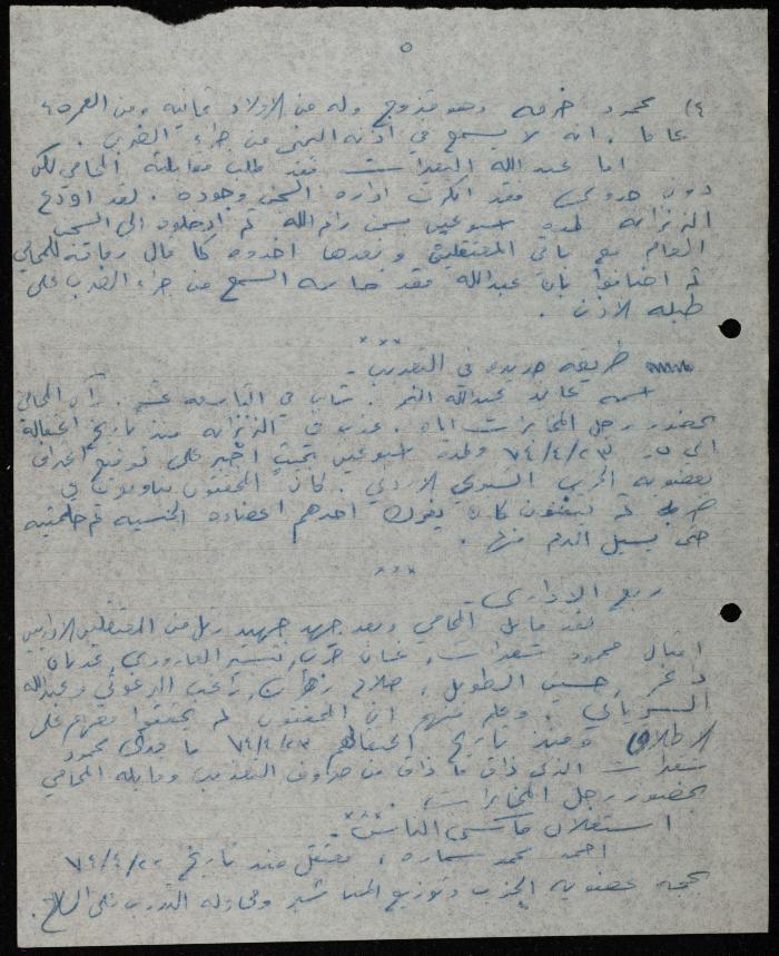 ملف لوليد الفاهوم حول الأسرى والسجون، الناصرة، 1973-1974