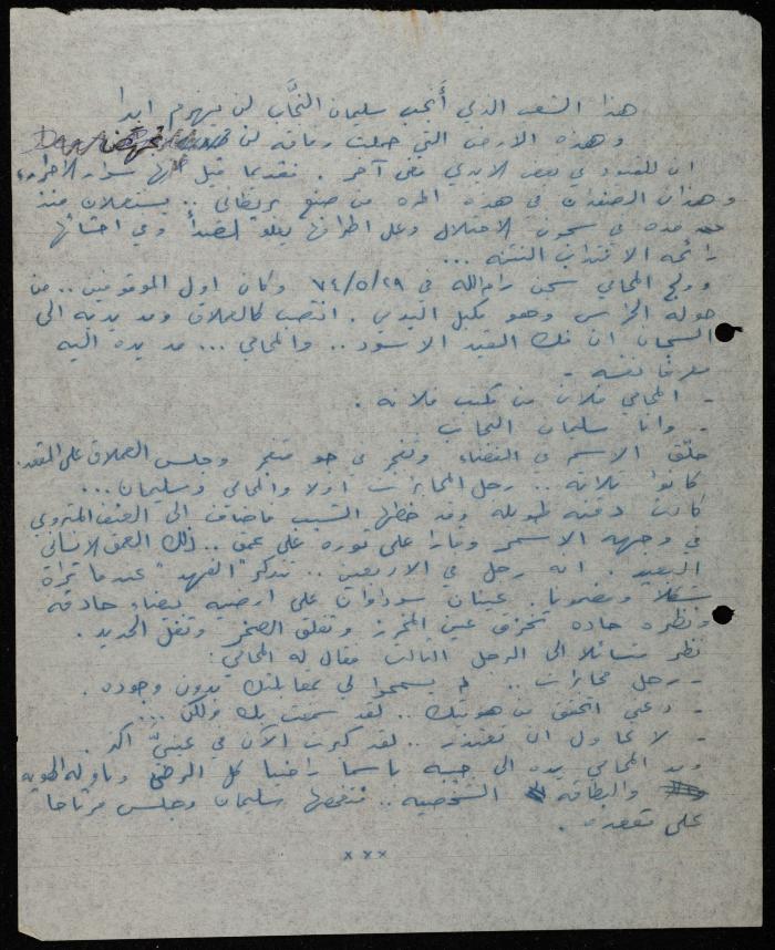 ملف لوليد الفاهوم حول الأسرى والسجون، الناصرة، 1973-1974