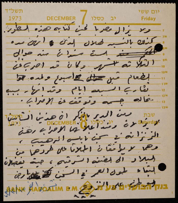 ملف لوليد الفاهوم حول الأسرى والسجون، الناصرة، 1973-1974