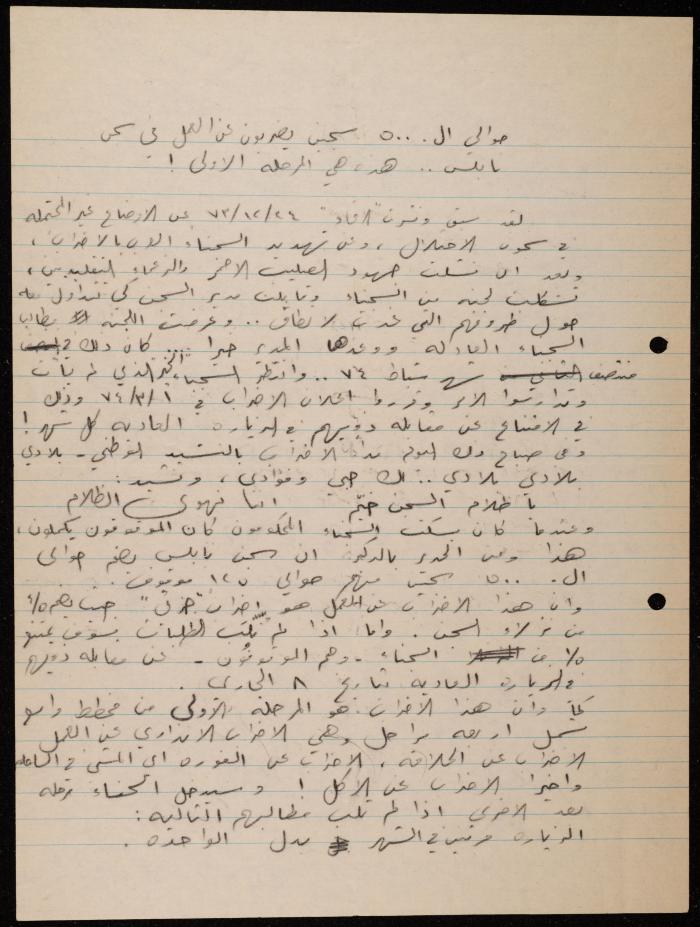 ملف لوليد الفاهوم حول الأسرى والسجون، الناصرة، 1973-1974
