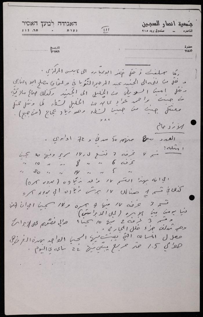 ملف حول سجن الجنيد لوليد الفاهوم، الناصرة، 1986-1993

