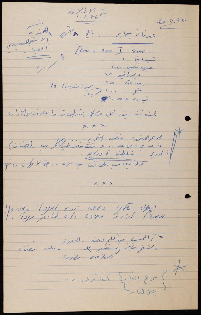 ملف عن النصوص الممنوعة في الصحف، الناصرة، 1975
