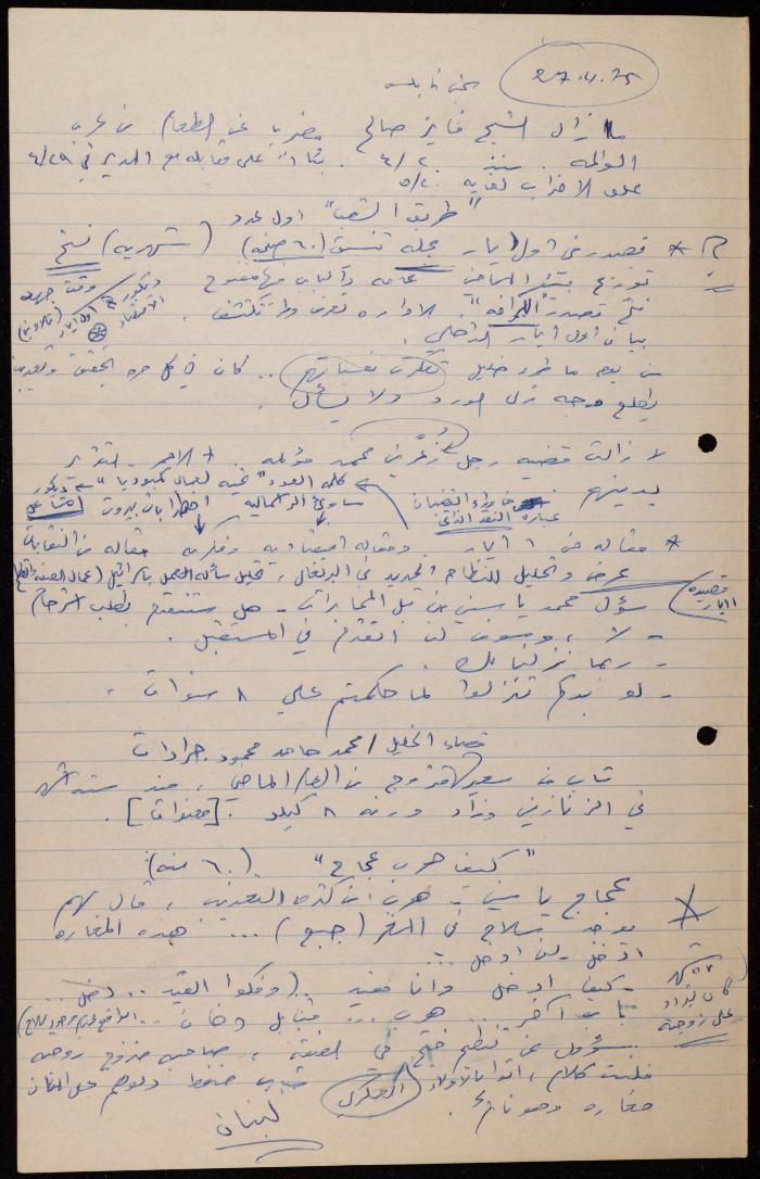 ملف عن النصوص الممنوعة في الصحف، الناصرة، 1975
