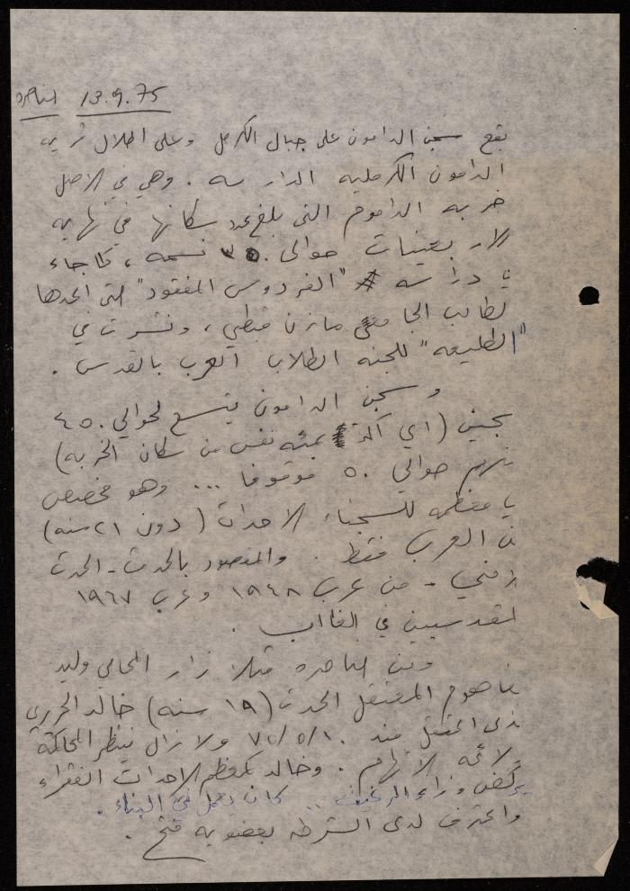 ملف عن النصوص الممنوعة في الصحف، الناصرة، 1975
