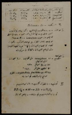 "Silicon", a Summary of Study Material, the Arab College, Jerusalem, 1920-1939