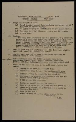 English Exam, Arab College, Jerusalem, July 1929
