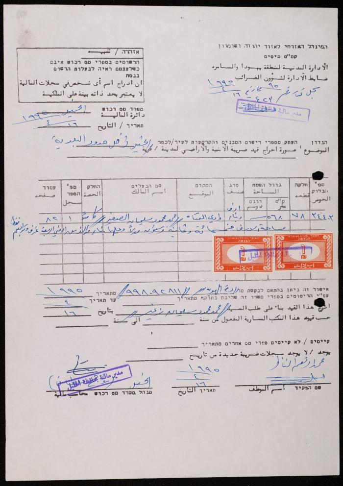 Land Sale Agreement, Hebron, 12 July 1972