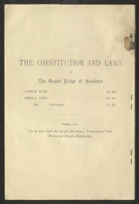 The Constitution and Laws of the Grand Masonic Lodge, Scotland, 1929