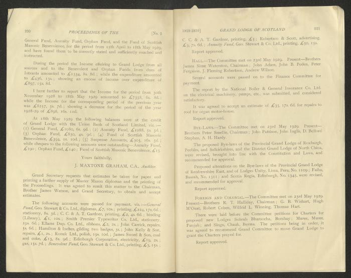 The Constitution and Laws of the Grand Masonic Lodge, Scotland, 1929