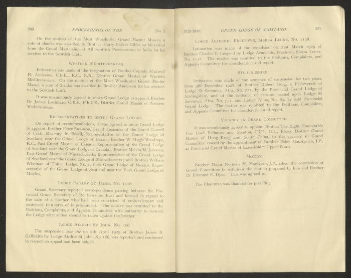 The Constitution and Laws of the Grand Masonic Lodge, Scotland, 1929