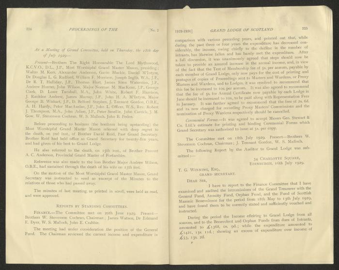 The Constitution and Laws of the Grand Masonic Lodge, Scotland, 1929