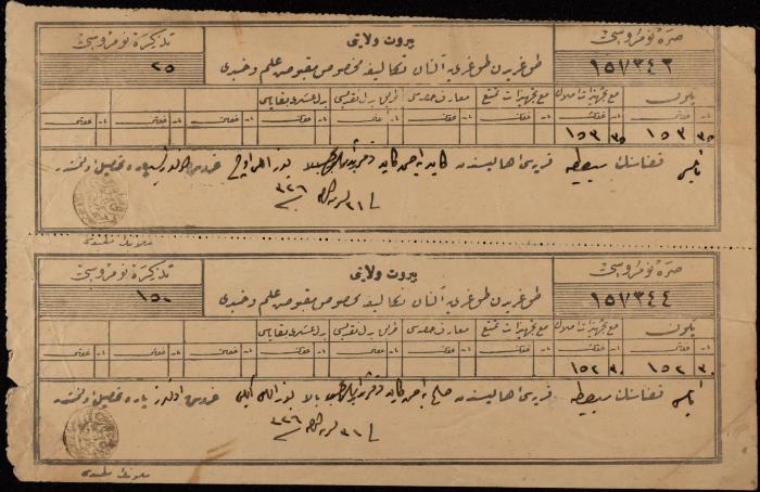 Tax Receipt for Saleh and Kayed al-Kayed, Nablus, 1908
