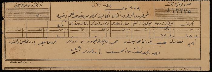 Tax Receipt for Mohammad Othman, Nablus, 1911