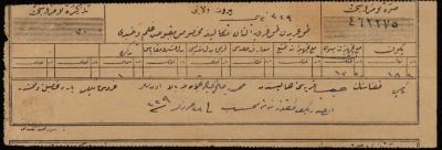 سند قبض ضريبة لمحمد عثمان، نابلس، 1911