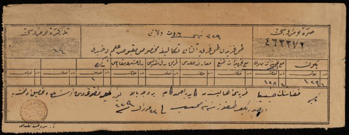 سند قبض ضريبة لكايد الكايد، نابلس، 1911