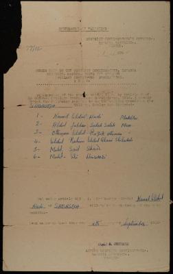 An Order to Form a Sebastia Village Committee by the Governor of the Samaria District in Nablus, 1943