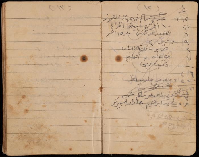 دفتر تسجيل ديون وأمانات لمحمد يونس، قرية جنبا، أربعينيات وخمسينيات القرن العشرين
