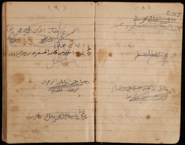 دفتر تسجيل ديون وأمانات لمحمد يونس، قرية جنبا، أربعينيات وخمسينيات القرن العشرين
