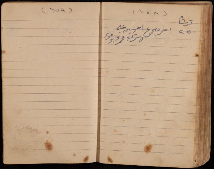 دفتر تسجيل ديون وأمانات لمحمد يونس، قرية جنبا، أربعينيات وخمسينيات القرن العشرين
