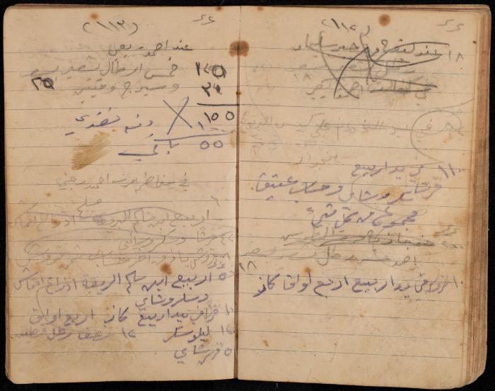 دفتر تسجيل ديون وأمانات لمحمد يونس، قرية جنبا، أربعينيات وخمسينيات القرن العشرين
