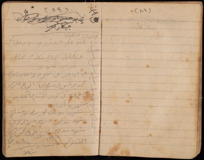 دفتر تسجيل ديون وأمانات لمحمد يونس، قرية جنبا، أربعينيات وخمسينيات القرن العشرين
