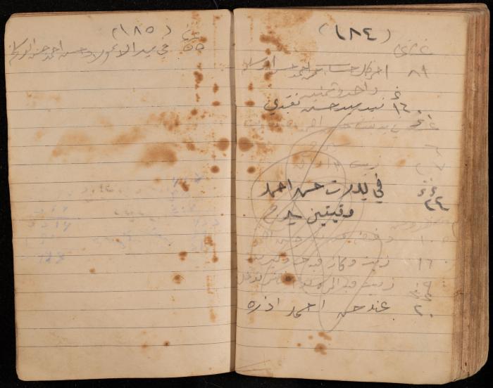 دفتر تسجيل ديون وأمانات لمحمد يونس، قرية جنبا، أربعينيات وخمسينيات القرن العشرين
