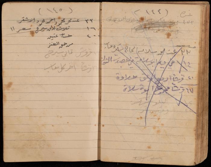 دفتر تسجيل ديون وأمانات لمحمد يونس، قرية جنبا، أربعينيات وخمسينيات القرن العشرين
