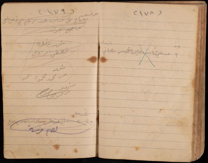 دفتر تسجيل ديون وأمانات لمحمد يونس، قرية جنبا، أربعينيات وخمسينيات القرن العشرين
