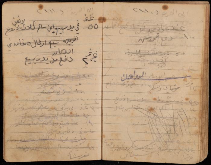 دفتر تسجيل ديون وأمانات لمحمد يونس، قرية جنبا، أربعينيات وخمسينيات القرن العشرين
