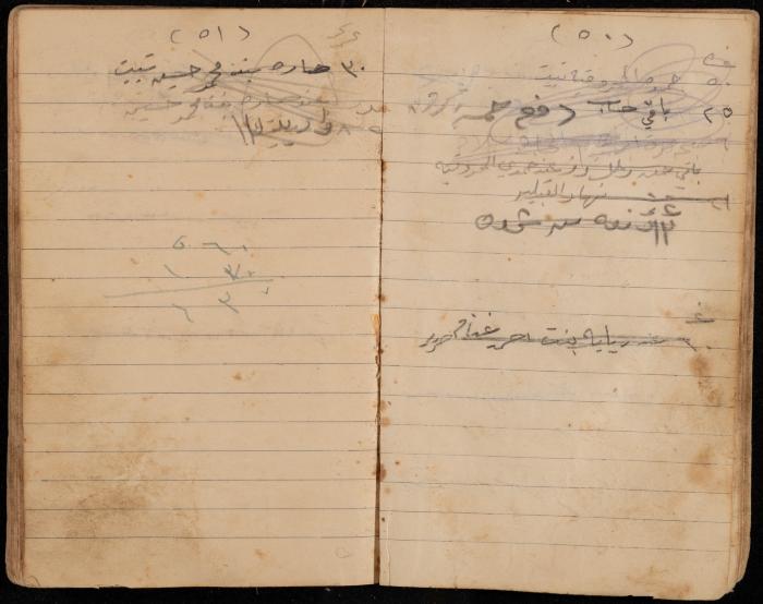 دفتر تسجيل ديون وأمانات لمحمد يونس، قرية جنبا، أربعينيات وخمسينيات القرن العشرين
