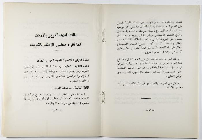 A Booklet about the Project of the Arab Institute 
