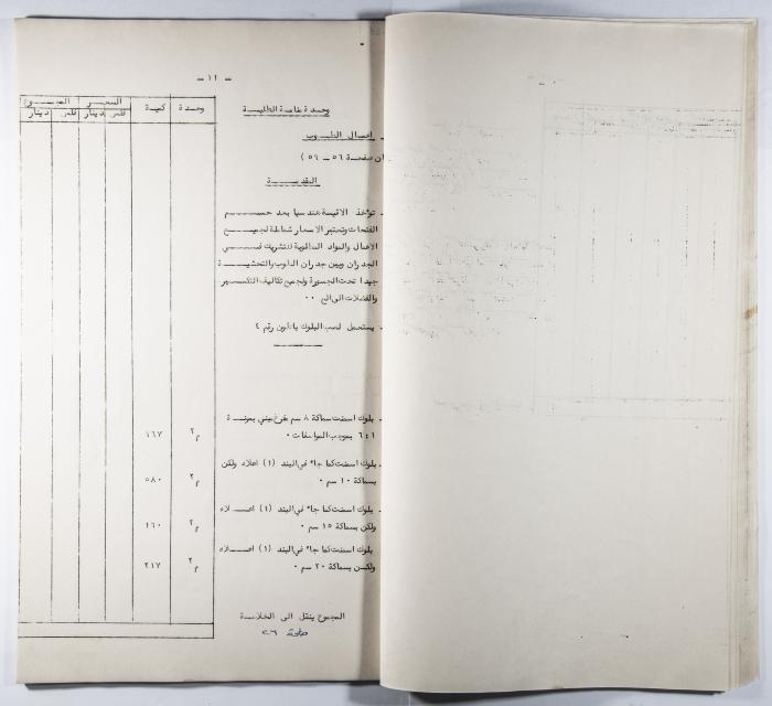A Table of the Construction Materials Needed for the Arab Institute Project (Sections A.B.C) 