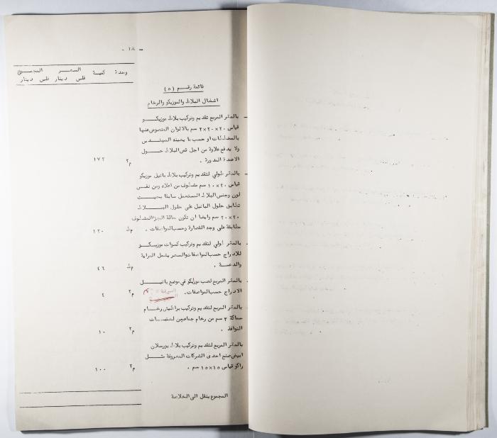 A Table of the Construction Materials Needed for the Arab Institute Project (Section L) 