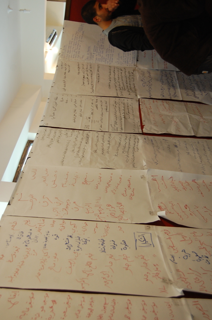 Wall Paperboard Sheets Penned by Palestinian Circus School Members