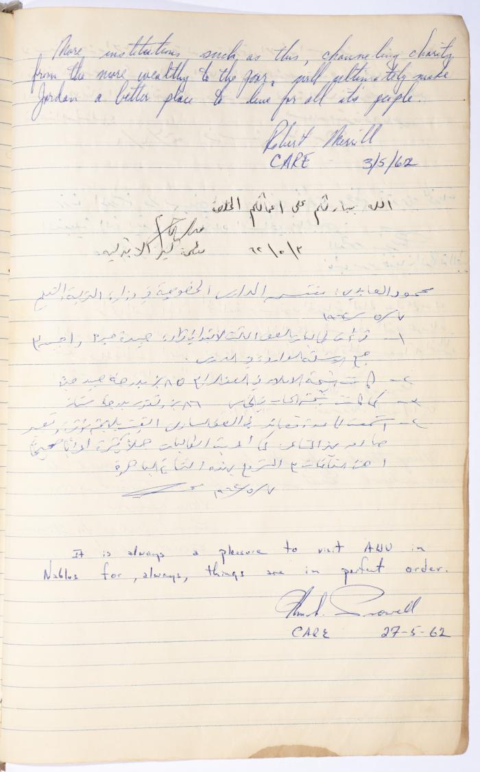 The Arab Women Union Society's Visitors Book, Nablus 